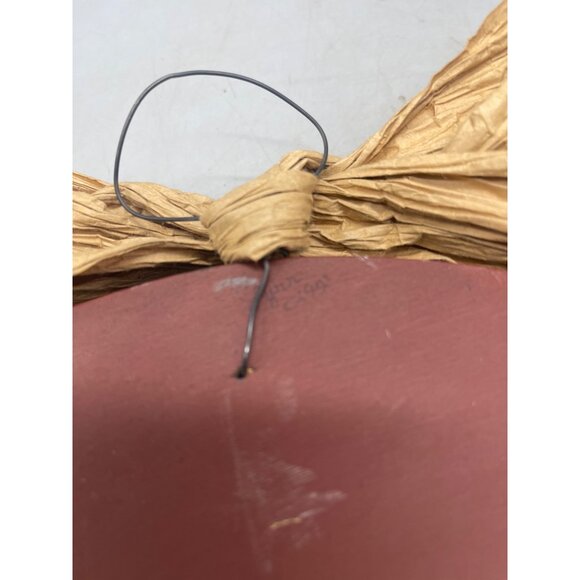 Christmas wood wall hanging bulb plaid Jesus heart signed round bow 12" READ - Picture 7 of 7